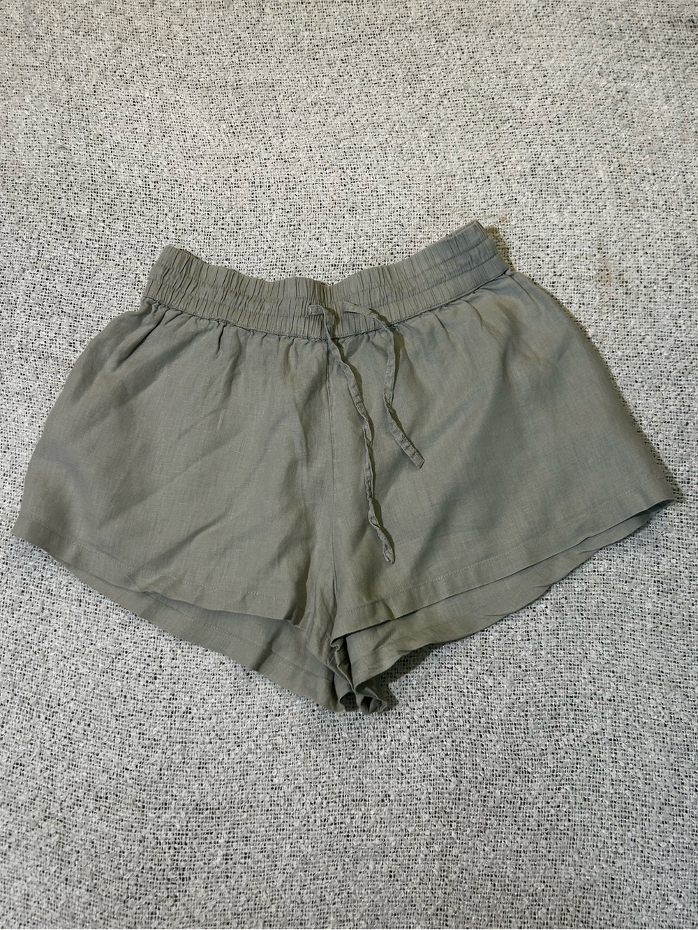 Oysho Linen Women's kakhi Drawstring Shorts Size M